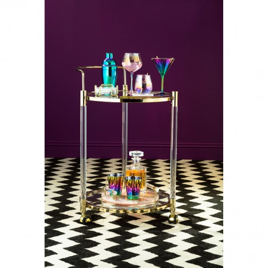 Adams Round Gold Finish Drinks Trolley