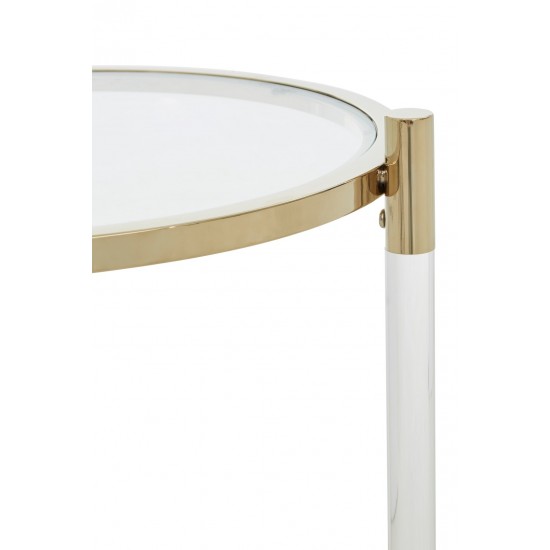 Adams Round Gold Finish Drinks Trolley