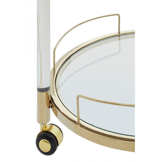 Adams Round Gold Finish Drinks Trolley
