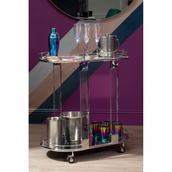 Adams Mirror Drinks Trolley With Chrome Finish 
