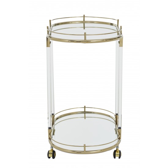 Adams Mirror Drinks Trolley With Warm Metallic Finish 