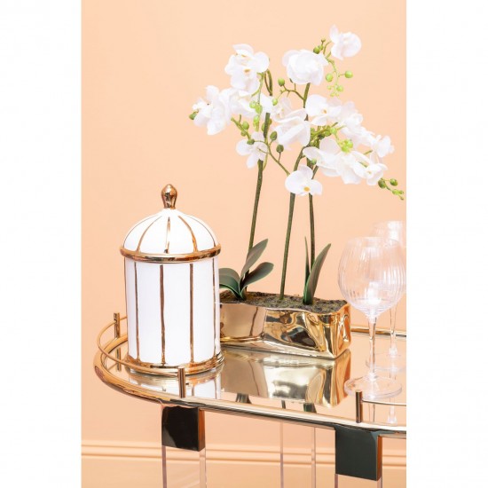 Adams Mirror Drinks Trolley With Warm Metallic Finish 