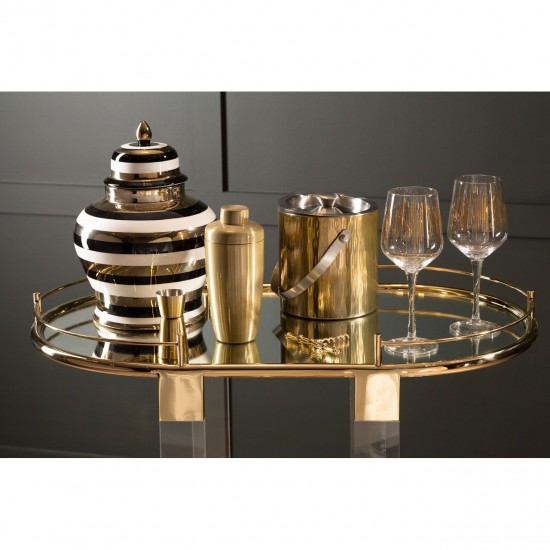 Adams Mirror Drinks Trolley With Warm Metallic Finish 