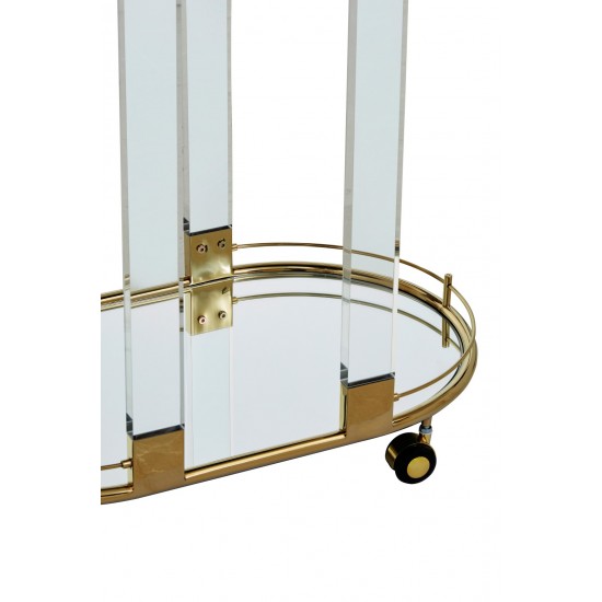 Adams Mirror Drinks Trolley With Warm Metallic Finish 