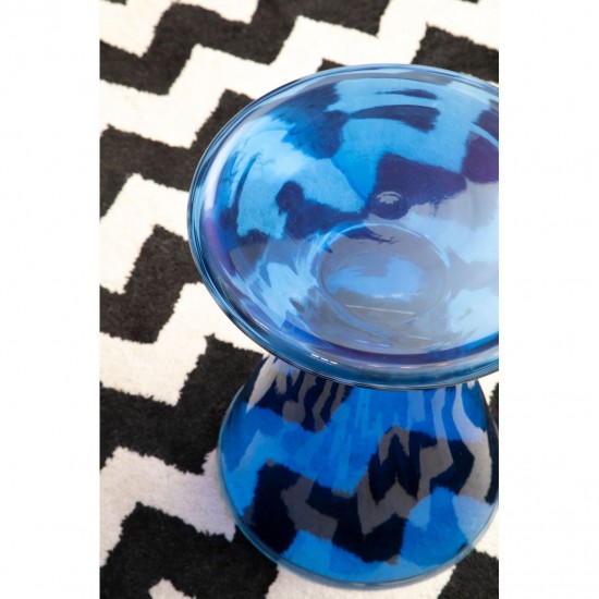 Hepburn Blue Glass and Gold Side Table 