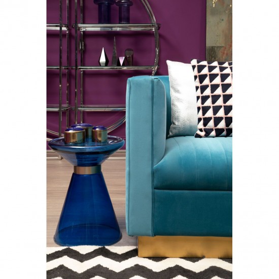 Hepburn Blue Glass and Gold Side Table 