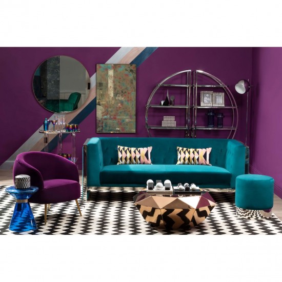 Hepburn Blue Glass and Gold Side Table 