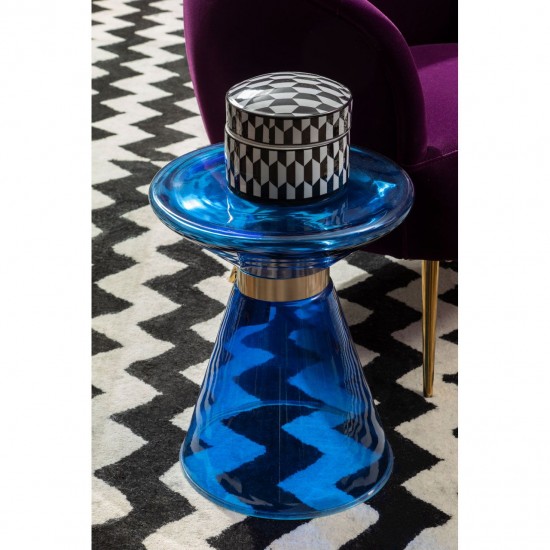 Hepburn Blue Glass and Gold Side Table 