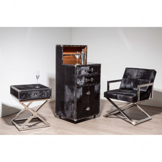 Soho Cow Hide Cross Base Side Table