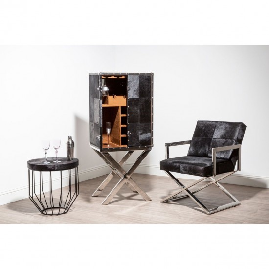 Soho Cow Hide Cross Base Drinks Cabinet