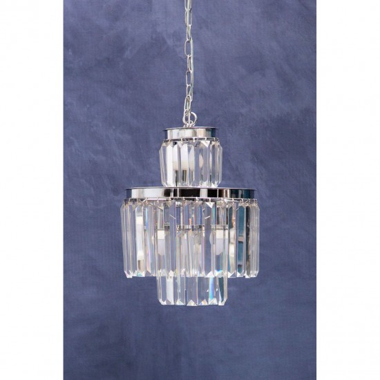 Lexington Six Bulb Silver Finish And Crystal Chandelier Pendant