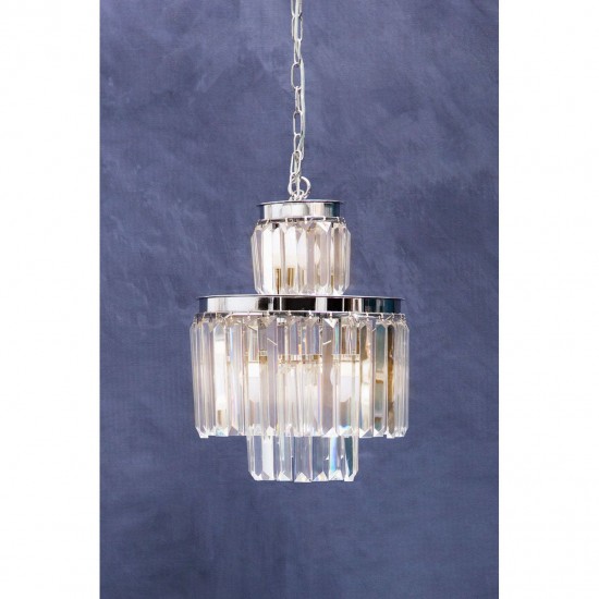 Lexington Six Bulb Silver Finish And Crystal Chandelier Pendant