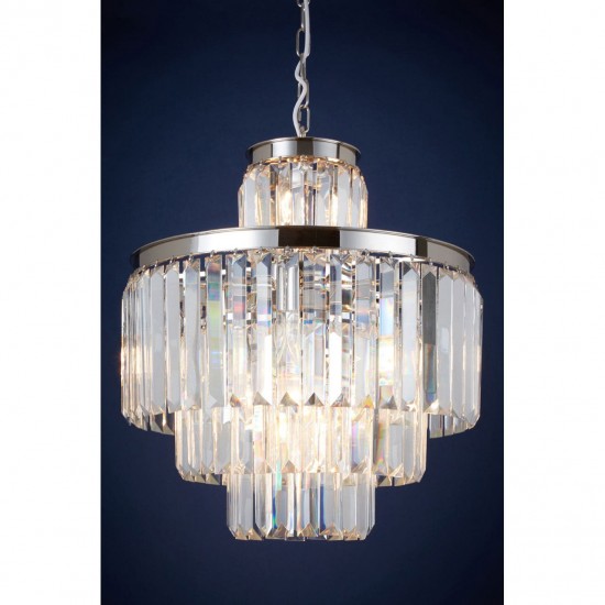Lexington Eleven Bulb Silver Finish And Crystal Chandelier Pendant