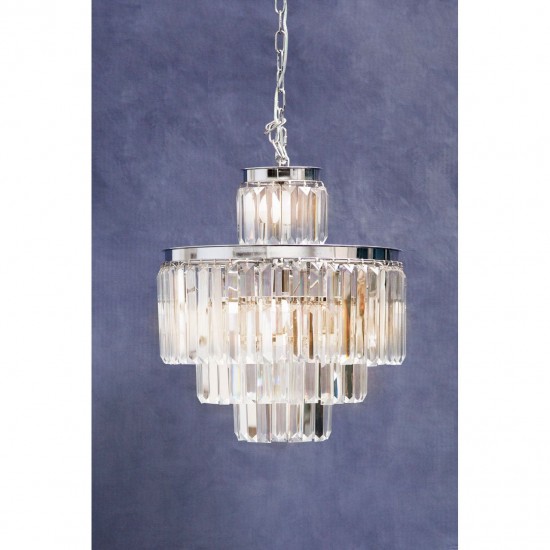 Lexington Eleven Bulb Silver Finish And Crystal Chandelier Pendant