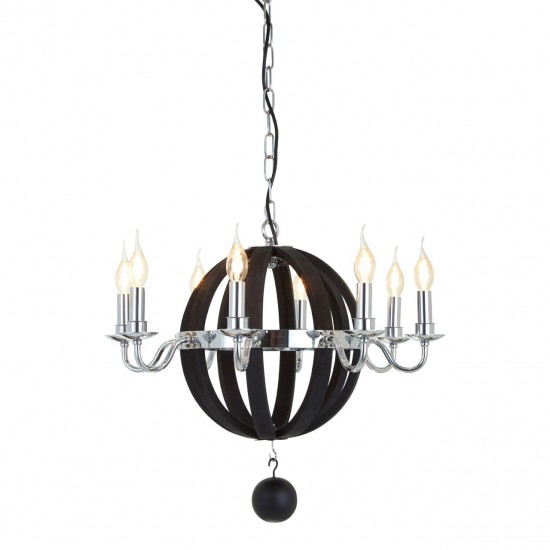 Lexington Black Wood and Chrome Ceiling Light