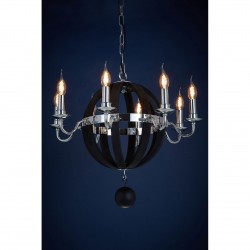 Lexington Black Wood and Chrome Ceiling Light