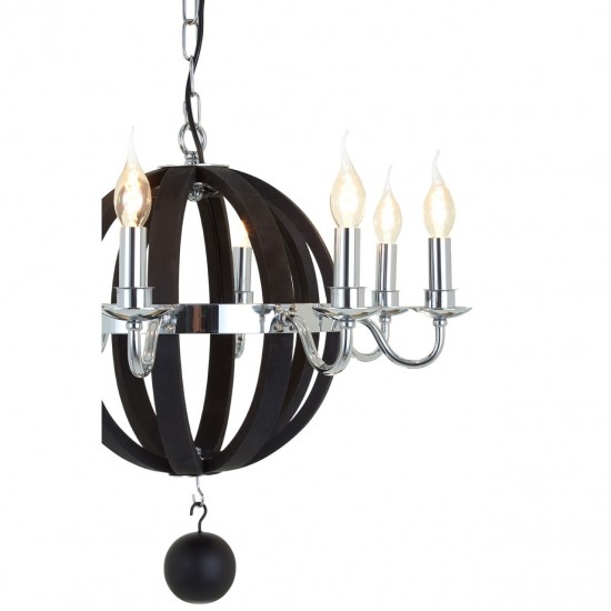 Lexington Black Wood and Chrome Ceiling Light