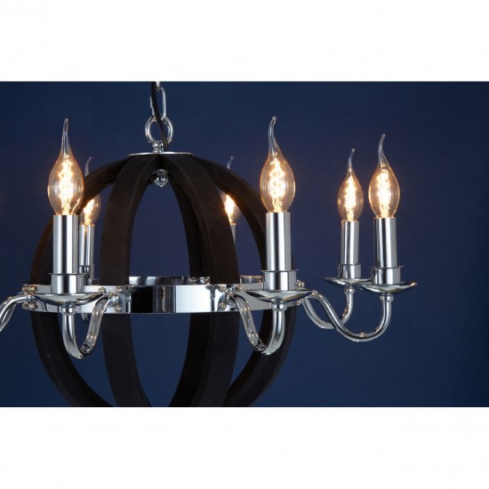 Lexington Black Wood and Chrome Ceiling Light