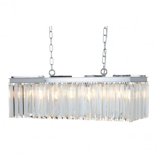 Lexington Eight Bulb Silver Finish And Crystal Chandelier