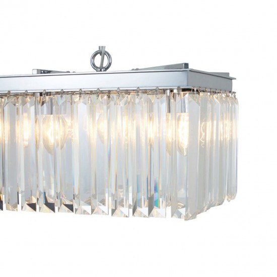 Lexington Eight Bulb Silver Finish And Crystal Chandelier