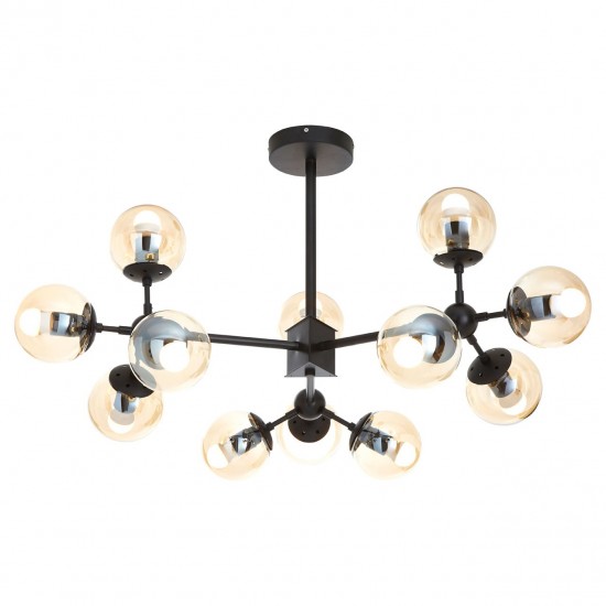 Abrita 12 Bulb Matte Black Pendant Ceiling Lamp