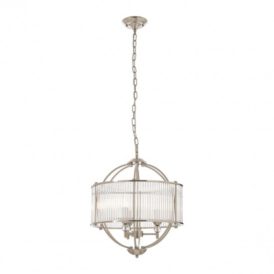 Earl 3 Bulb Glass and Chrome Finish Pendant Lamp