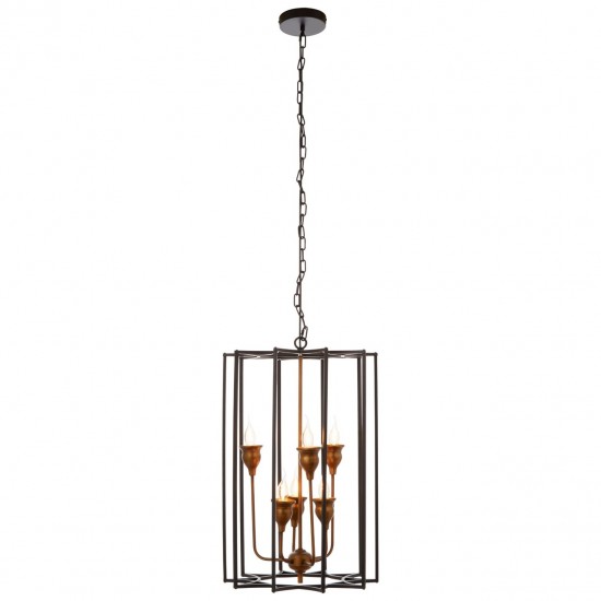 Lagg 6 Bulb Matte Black Pendant Ceiling Lamp