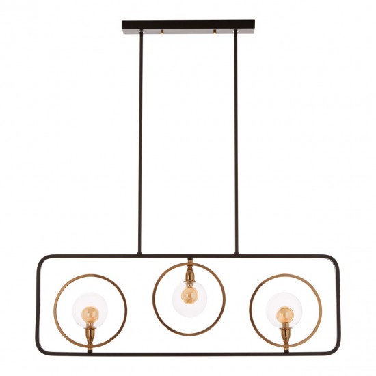 Abrita 3 Bulb Black and Bronze Finish Ceiling Lamp