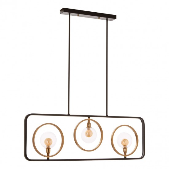 Abrita 3 Bulb Black and Bronze Finish Ceiling Lamp