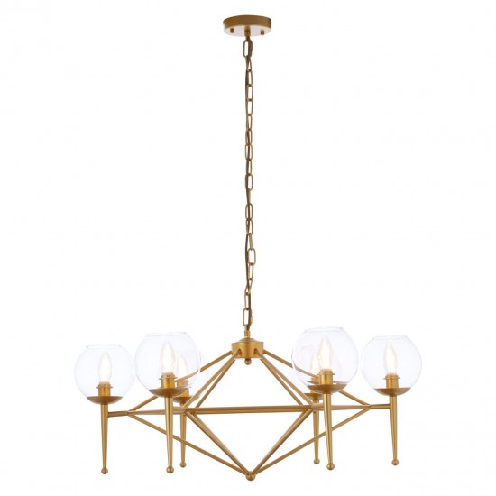 Abrita 6 Bulb Gold Finish Geo Pendant Lamp