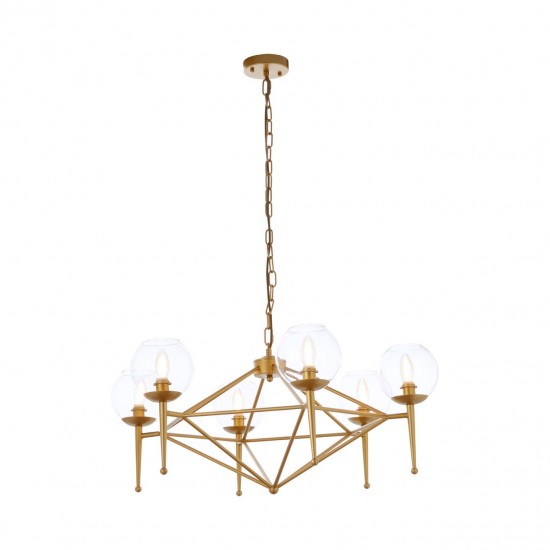 Abrita 6 Bulb Gold Finish Geo Pendant Lamp
