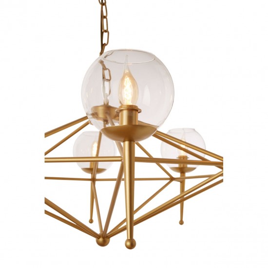 Abrita 8 Bulb Gold Finish Geo Pendant Lamp