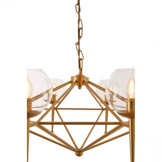 Abrita 8 Bulb Gold Finish Geo Pendant Lamp