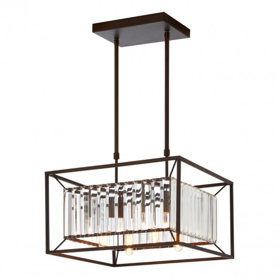 Alto 4 Bulb Black Finish and Glass Ceiling Lamp