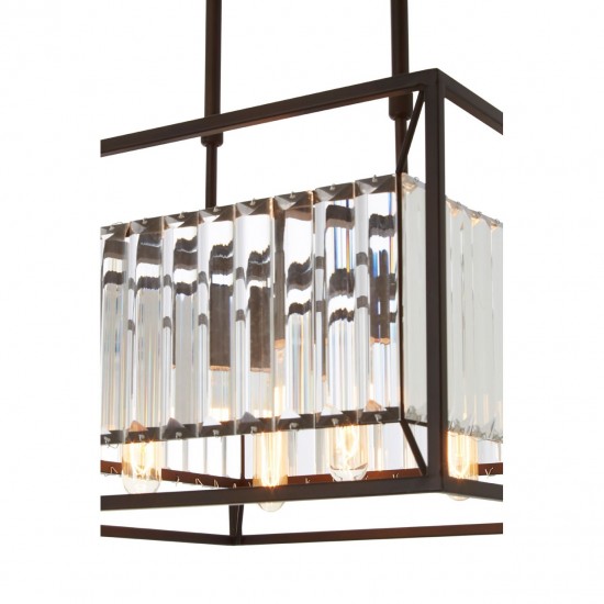 Alto 4 Bulb Black Finish and Glass Ceiling Lamp