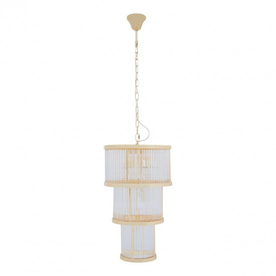 Sutton Gold And Glass Three Tier Slim Chandelier 