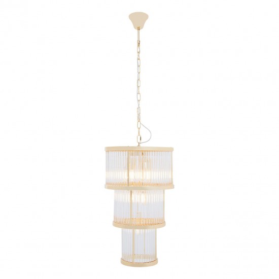 Sutton Gold And Glass Three Tier Slim Chandelier 