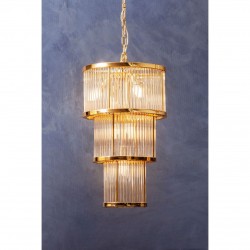 Sutton Gold And Glass Three Tier Slim Chandelier 