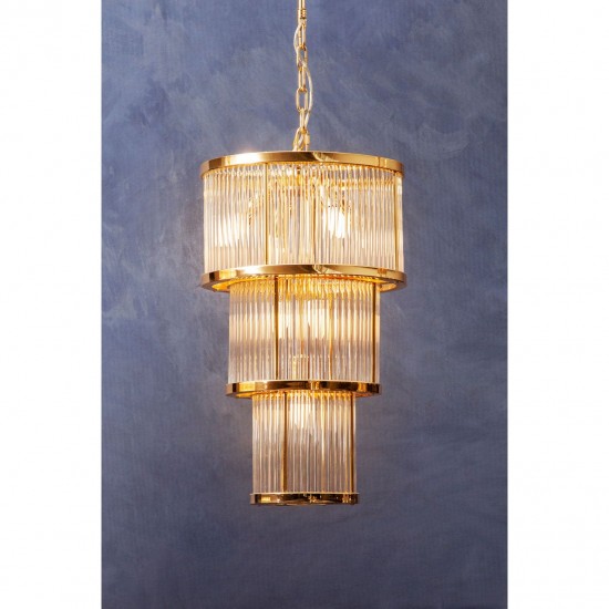 Sutton Gold And Glass Three Tier Slim Chandelier 