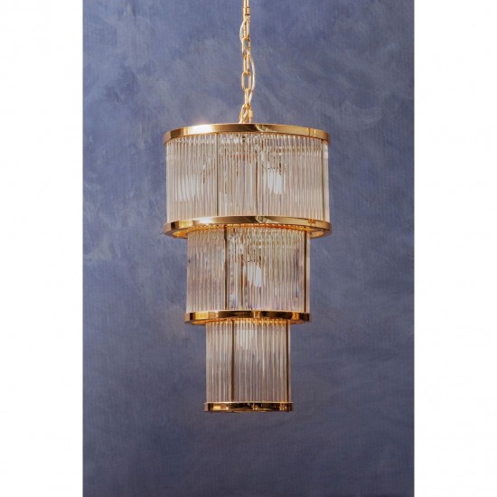 Sutton Gold And Glass Three Tier Slim Chandelier 
