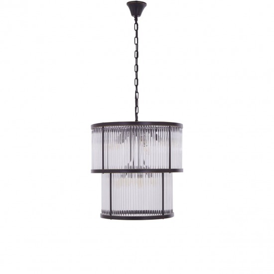 Sutton Black And Glass Two Tier Chandelier 