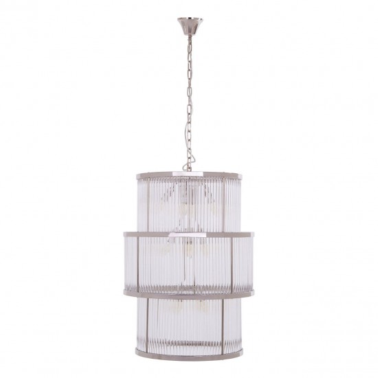 Sutton Nickel And Glass Three Tier Chandelier 