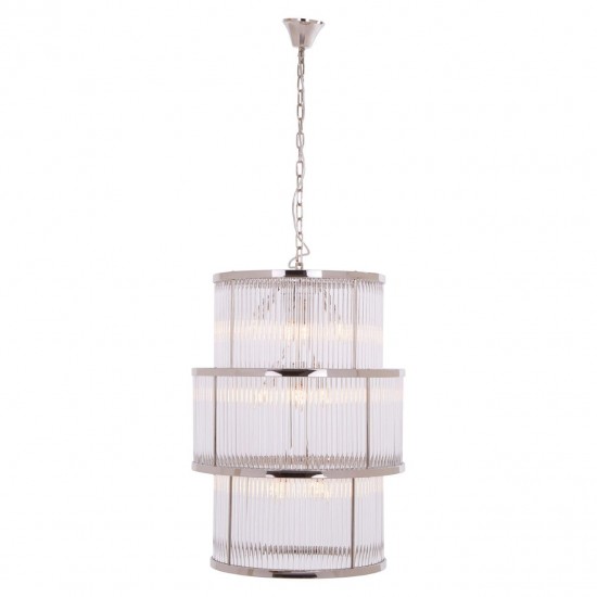 Sutton Nickel And Glass Three Tier Chandelier 