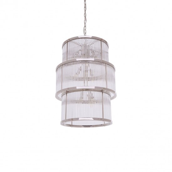 Sutton Nickel And Glass Three Tier Chandelier 