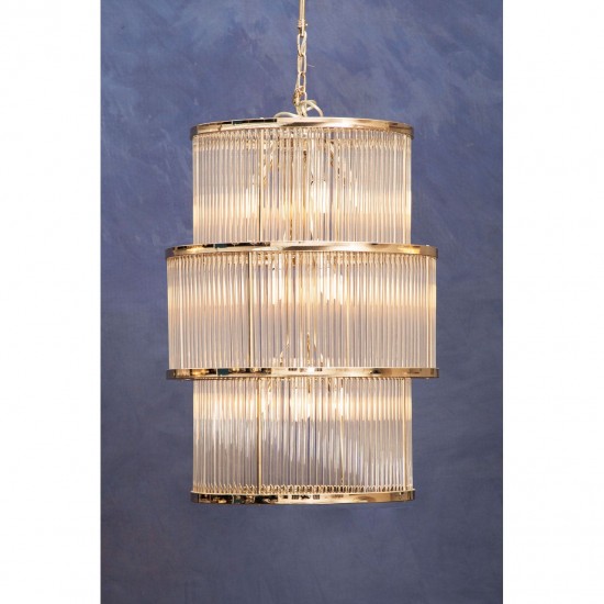 Sutton Nickel And Glass Three Tier Chandelier 