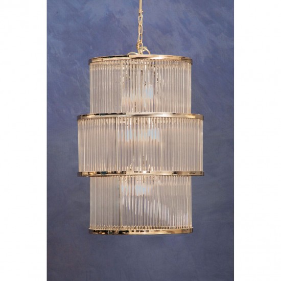 Sutton Nickel And Glass Three Tier Chandelier 