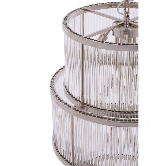 Sutton Nickel And Glass Three Tier Chandelier 