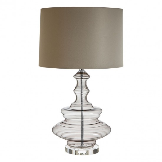 Saturn Clear Glass Sphere and Chrome Finish Table Lamp
