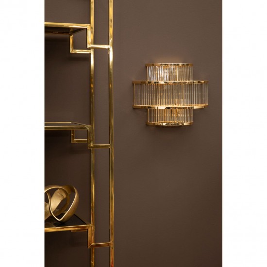 Sutton Gold And Glass Three Tier Wall Light 