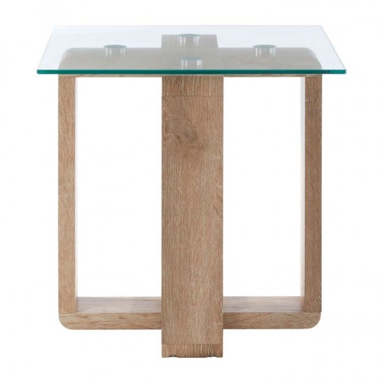 Tribeca Glass And Wood Side Table 